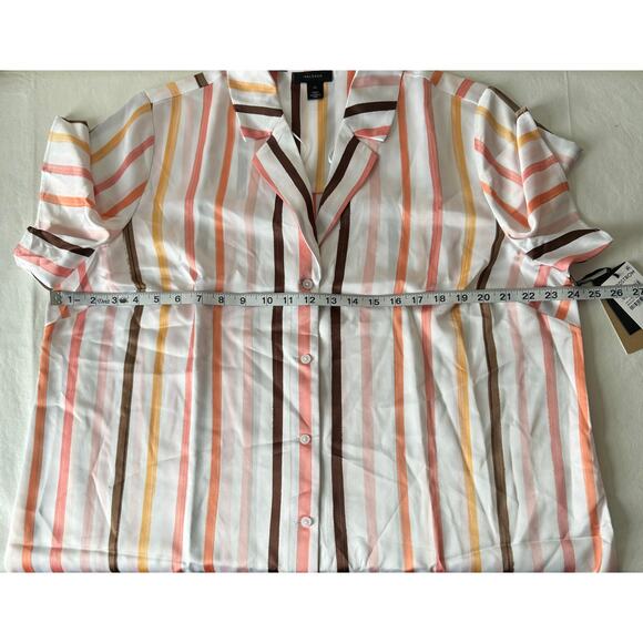 Halogen Stripe Short Sleeve Button-Up Camp Shirt Size 1X - Picture 7 of 8
